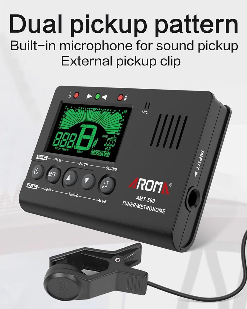 Ulumac Aroma 3 in 1 Digital Metronome Tuner for All Instruments - Guitar, Piano, Violin, Bass, Ukulele, Trumpet, Flute, Clarinet - Accurate Chromatic Tuner, Metronome, Tone Generator, Easy Operation - Image 5
